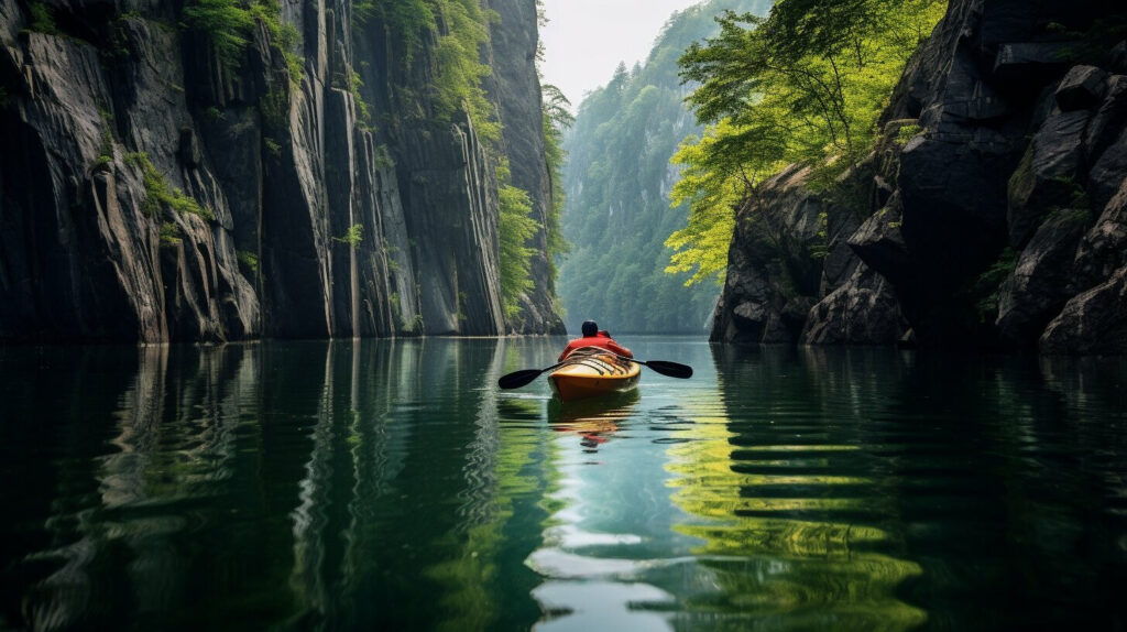 Kayaking on a river