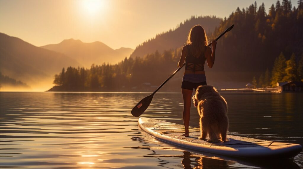 Paddleboarding with dogs