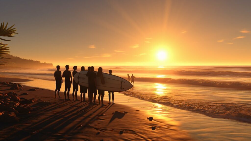 Surf instructor giving a lesson