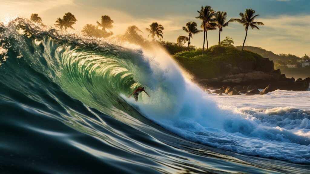 big wave surfing in Puerto Escondido, Mexico