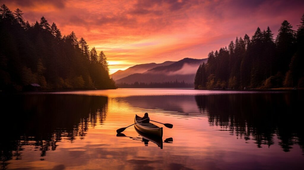 canoeing on a lake