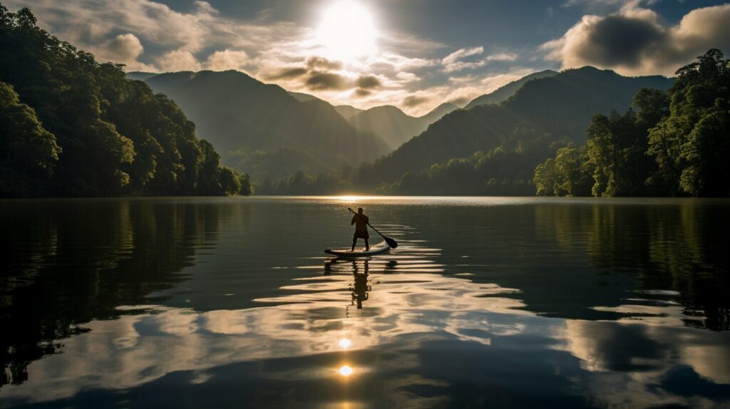 paddleboarder on calm water