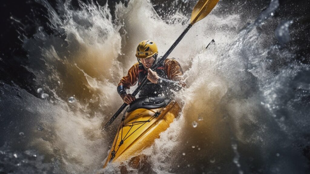 yellow kayak whitewater