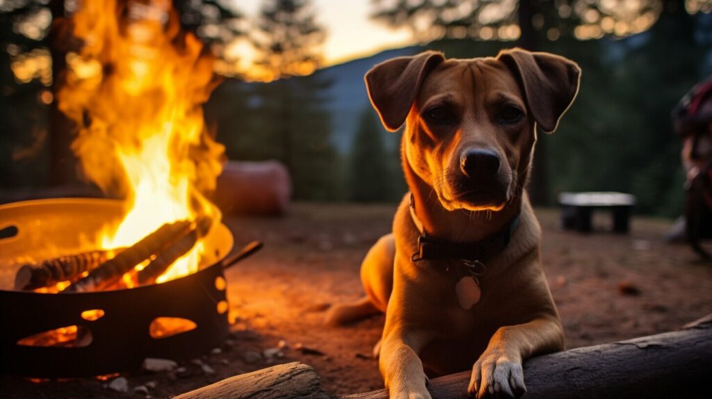 dog at a campsite