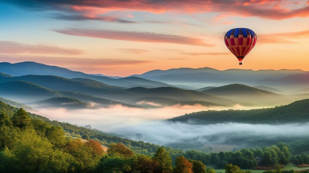 hot air balloon in Asheville mountains