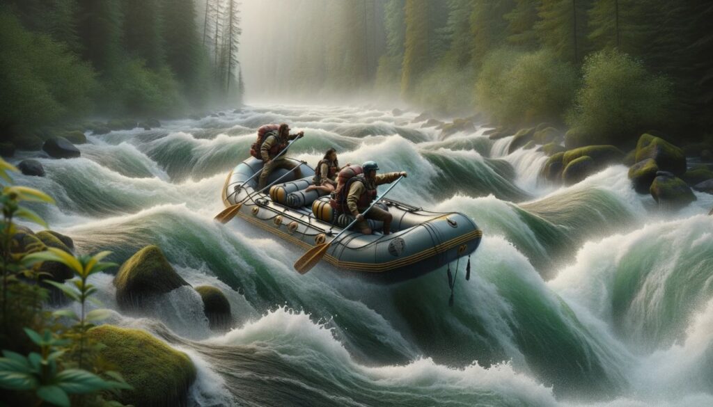 whitewater rafting on a river